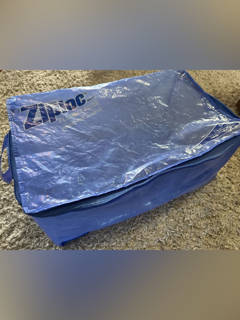 ZIPLOC ✨ flexible totes zip around storage bag blue large good condition
